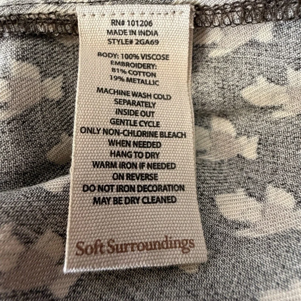 Soft Surroundings Jolene Peasant Blouse Sz XL Neutral Geo Cottagecore NWT $120